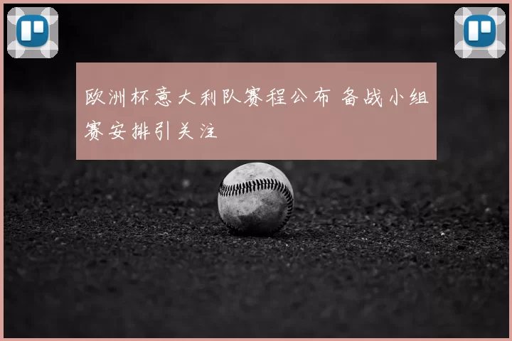 欧洲杯意大利队赛程公布 备战小组赛安排引关注